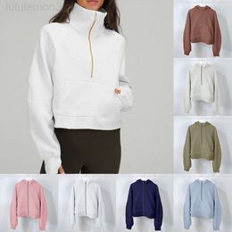 Thick Scuba lululemen womens yoga hoodie Plus Velvet jackets Autumn and winter hoodys sports half zipper terry designer sweater chothing