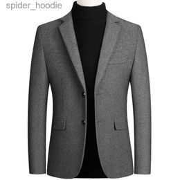 Men's Wool Blends Men Jackets Autumn and Winter Plush Thickened Wool Suit Jacket Men's Black Woolen Jacket High-quality Short Woolen Trench Coat L230919