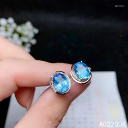 Stud Earrings KJJEAXCMY Fine Jewellery 925 Sterling Silver Inlaid Natural Blue Topaz Female Ear Studs Lovely Support Detection