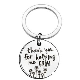 Keychains Lanyards Teachers Day Gift Thank You For Hel Me Grow Women Mens Teacher Stainless Steel Key Chains Fashion Thanksgiving Drop Dhq7B