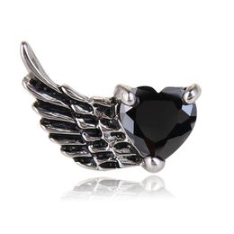 Dangle Chandelier Stainless Steel Angel Wings Stud Earring Diamond Heart Zircon Ear Rings For Men Women Hip Hop Punk Fashion Jewellery D Dh6Pi