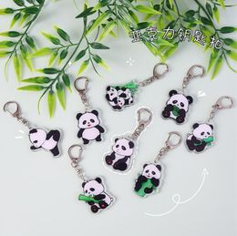 Cartoon Bamboo Pandas Key Chain Colourful Enamel Custom Panda Keychain