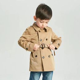 baby boy clothe brown kid fashion tench coats 100-160 cm toddler boys outwear clothing sets cotton material 2023