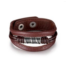 Link Bracelets Fashion Leather Bracelet For Men Charm Magnetic Braided Wrap Cuff Vintage Wristbands Multicolor Jewelry