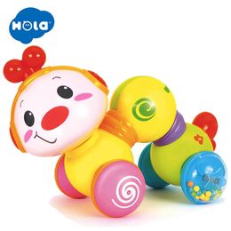 Intelligence toys HOLA Baby Developmental Inchworm Crawling Toys - Press and Go Toy with Light Up and Music for 6 to 12 Months 230919