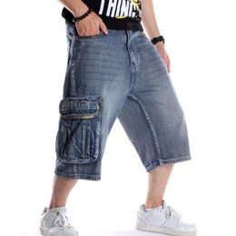 Summer Men Shorts Jeans Hip Hop Denim Boardshorts American Fashion Trousers Loose Baggy Cotton Mens Trouser Bottoms Big Size 46289v