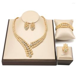 Necklace Earrings Set Drop Woman Dubai Gold Plated Nigerian Wedding Accessories Bridal Moroccan Traditional Jewellry