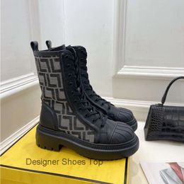 Beige Black Leather Biker Boots Women Combat Boot Martin Boots With Laces and Side Zipper Fabric Brown Grey Jacquard Motif Fashion Booties top