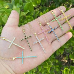 Pendant Necklaces 2023 Fashion Jewelry Colorful Cross Personality Stainless Steel Necklace Clavicle Chain For Women