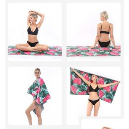 18 Designs Beach Towel Wraps Western Style Soft Sarongs Fruit Printed Scarf Bath High Quality Yoga Pad Mat Drop Delivery Dhorz