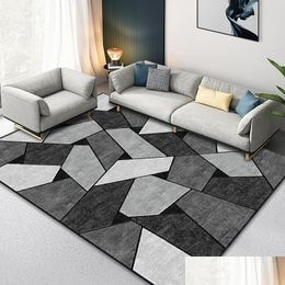 Carpets Nordic Marble Geometry Teenager Room Decoration For Living Bedroom Rug Non-Slip Area Rugs Home Washable Mats Drop Delivery Gar Dho8R