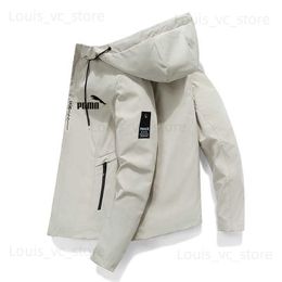 Men's Jackets 2023 Spring Autumn New Jacket Men's Outdoor Sports Windproof Zipper Hoodie Windproof Solid Colour Coat Clothing Off White M-5XL T230919