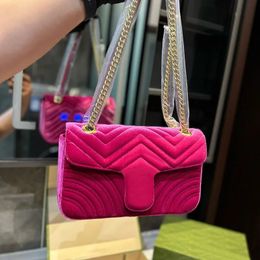 Chain Velvet Handbag Designer Shoulder Crossbody Purse Flap Messenger Purse Gold Hardware Letter Buckle Marmont Internal Zipper Pocket Clutch