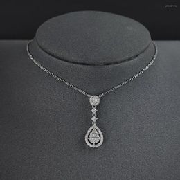 Pendant Necklaces 2023 Luxury Pear Silver Color On The Neck Necklace Women Anniversary Gift Jewelry Wholesale X6862