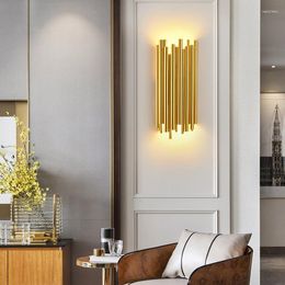 Wall Lamps FKL Luxury Modern Gold LED Lamp Simple Bedroom Bedside Corridor Light Living Room Background