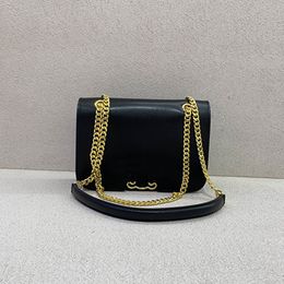 Chain Underarm Shoulder Bag Genuine Leather Golden Hardware Hollowed Out Sign Designer Plain Wallet Women Flap Crossbody Bags 23cm