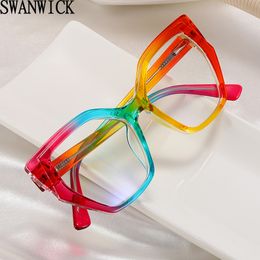 Blue Light Blocking Glasses Swanwick fashion square glasses frame for men female blue light tr90 cat eye glasses for women clear lens decoration colorful 230918