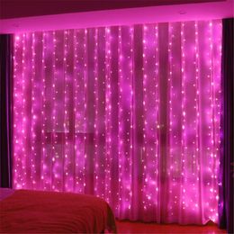 Other Event Party Supplies Year Garland LED Copper wire Curtain Fairy Lights 3 Metre Home Window Bedroom Christmas Wedding Decoration Pink Lamp 230919