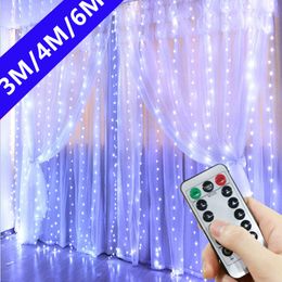 Other Event Party Supplies 6m3m LED Curtain Icicle String Lights 8 Modes Christmas Fairy Garland Outdoor Home for Wedding Garden Decoration 230919
