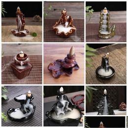 Fragrance Lamps Ceramics Glaze Incense Lamp Burner Buddhist Reflux Aromatherapy Censer Backflow Creative Shape Sticks Holder Many Styl Dhvxl