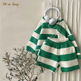 Clothing Sets Baby Girl Boy Cotton Striped Clothes Set Hoodie and Shorts 2pcs Infant Toddler Child Tracksuit Spring Autumn Summer 1-7Y 230918