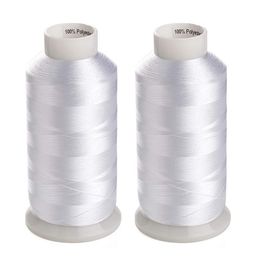 2 Bobbin Thread for Sewing and Embroidery Machine 2 White 5500 Yards Each - 60WT Polyester Bobbin Fill Thread Bottom Threads322d