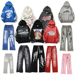 Hoodies Sweatshirts Hellstar Hoodie Mens and High1quality Hooded Sweatshirt Womens American Retro Mud Print Old Sports Casual Loudspeaker Pants Size s