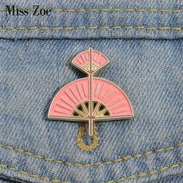 Cute Fan Enamel Pins Custom Double Layer Fan Brooches Lapel Badges Funny Jewellery Gift for Kids Friends