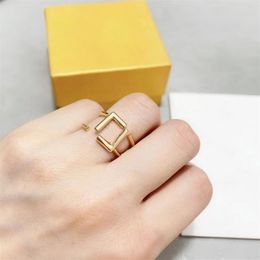 Fashion Women Ring Designer Jewellery Simple Golden Rings Womens Luxury Letter F Rings Designers Party Lady Ornament With Box 220415239I