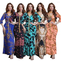Ethnic Clothing Fashion Slim Print Muslim Abaya Diamond Fishtail Dress Saudi Arabia Kaftan Gown Casual Long Sleeve Evening