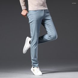 Men's Jeans 2023 Autumn And Winter Slim Business Casual Straight Leg Loose Mens Pants Denim Trousers Blue Khaki Black