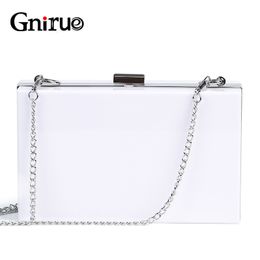 Evening Bags White Acrylic Handbags Chain Clutche Prom Wedding Wallets Purse for Women Party Shoulder Box Design 230918