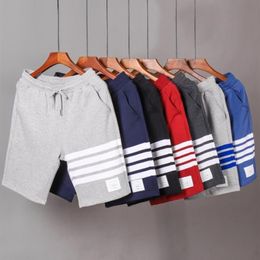 Men shorts and women yarn-dyed four-bar stripe summer cotton pants sports casual2146
