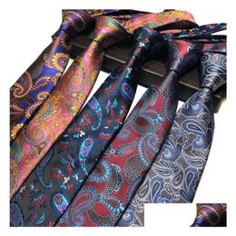 New Design Mens Neck Tie Elegant Man Floral Paisley Neckties 145X8X3.8Cm Classic Business Casual Drop Delivery Dhy0J