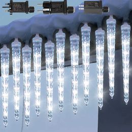 LED Strings Party Waterproof Meteor Shower Lights Outdoor 8 Icicle Hanging Christmas Lights LED Crystal Ice Falling Lights Connectable Raindrop EU HKD230919