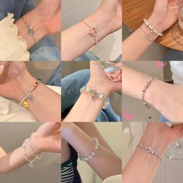 Link Bracelets South Korea Ins Tide Pearl Bracelet Female Design Sense Niche Hundred With Temperament Couple String Hand Jewellery Whole