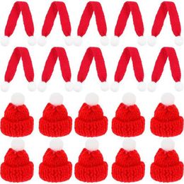 20 Pcs Mini Beanie Gifts Xmas Scarf Milk Tea Christmas Party Decoration Knitting Wool Miniature Baby Diy Craft Supplies Hat 230920