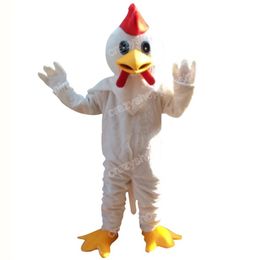 Halloween White Chicken Mascot Costume High quality Cartoon Character Outfits Christmas Carnival Dress suits Adults Size Birthday Party Outdoor Outfit