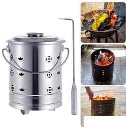 Other Home Garden Bbq Grills 1 Set Burning Fire Bin Usef Prime Burn Barrel Paper Stainless Steel Incinerator For Outdoor 221129 Drop D Dh4Qx