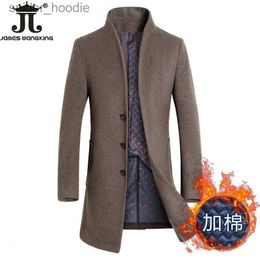 Men's Wool Blends New Winter Mens Fashion Boutique High-grade Pure Color Wool Woolen Cloth Business Leisure Trench Coat / Men Thick Dust Coat L230919