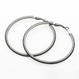 New big hoop earrings accessories cool fashion black rhinestone big circle earrings women party gift queen E030250Z