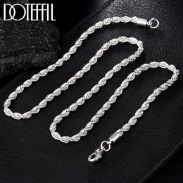 925 Sterling Silver ed Rope Chain Necklace 16 18 20 22 24 Inch 4mm For Women Man Fashion Wedding Charm Jewelry214O
