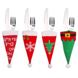 Christmas Decorations New Year 2022 Gift Tableware Fork Knife Holder Bag Navidad 2021 Noel For Home Dinner Table Decor Drop Delivery G Dh16U