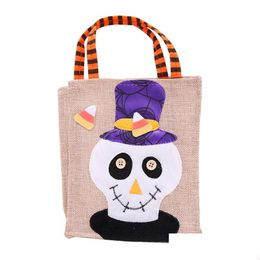 Other Festive Party Supplies 26X15Cm Halloween Linen Tote Bag Pumpkin Candy Storage Bags 4 Styles Halloweens Decoration Handbag T9I001 Dhwgk