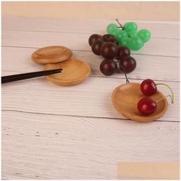 Dishes Plates Wooden Bamboo Sauce Sushi Small Mini Round Seasoning Bowl Kitchen Tools Drop Delivery Home Garden Dining Bar Dinnerware Dhtva