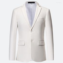 Men's Suits Plus Size 6XL 5XL Plain Color White Formal Jackets Two Bittons Long Sleeve Korean Mens Suit Office Wear Wedding Blazer