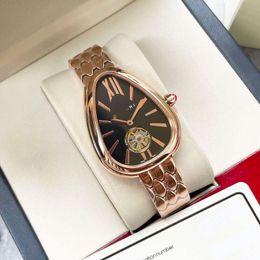 Womens Bvlgairs luxury watches Seduttori Luxury Lady Women Womens Watch Serpenti Simple and Atmospheric Hollow Two Needle Fully Automatic Mechanical Movemen VARR