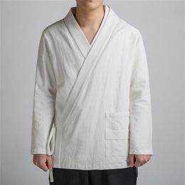 Tang Suit 2019 Autumn Chinese Style Cardigan Bandage Shirts Hanfu Vintage New Year Traditional Chinese Clothing for Men Tai Chi341H