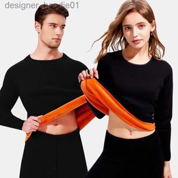 Women's Thermal Underwear Men Woman Fleece Thicken Thermal Underwear Suit Winter O Neck Super Soft Long Sleeve Tops Leggings Long Johns Homewear Set L230919