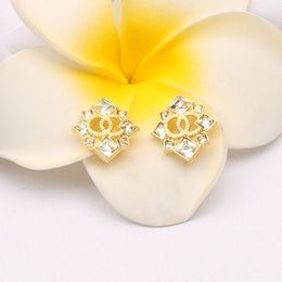 Luxury Stud Earrings Designer Jewelry Woman Earring Gold Plated Brand Letter Diamond Earrings Wedding Party Gift